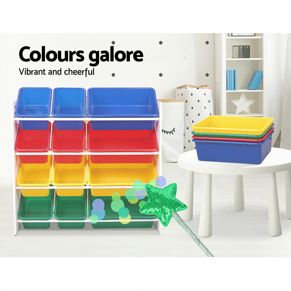 Keezi 12 Plastic Bins Kids Toy Organiser Box Bookshelf Storage Children Rack-6