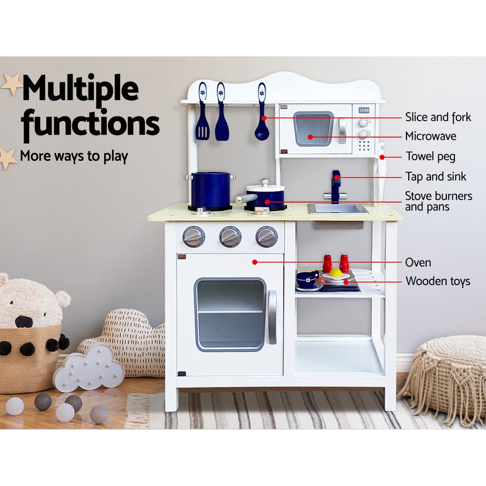 Keezi 18 Piece Kids Kitchen Play Set - White-4