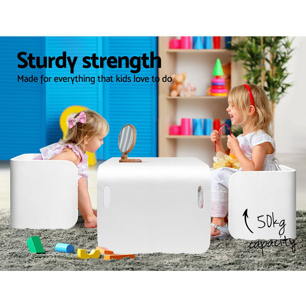 Keezi 3 PC Nordic Kids Table Chair Set White Desk Activity Compact Children-4