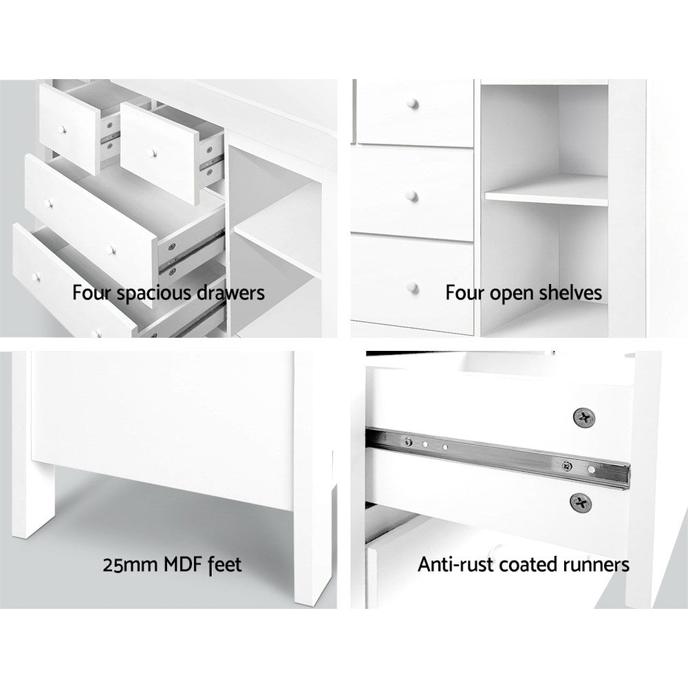 Keezi Baby Change Table Tall boy Drawers Dresser Chest Storage Cabinet White-4