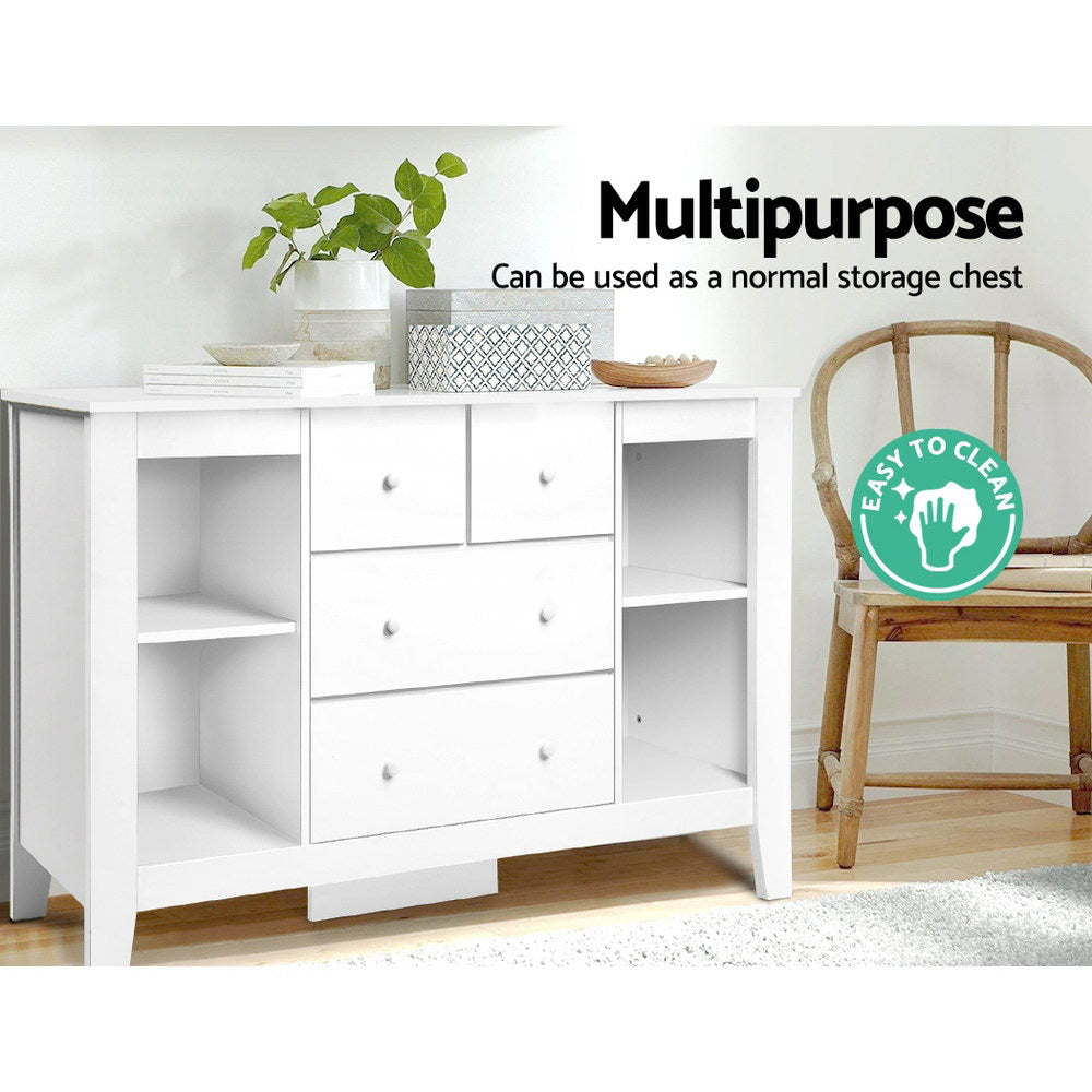 Keezi Baby Change Table Tall boy Drawers Dresser Chest Storage Cabinet White-5