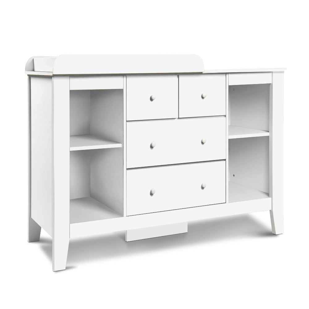 Keezi Baby Change Table Tall boy Drawers Dresser Chest Storage Cabinet White-0