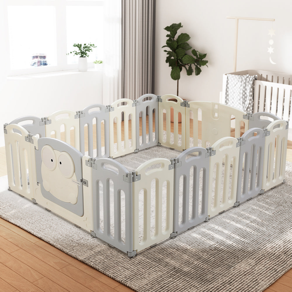 Keezi Baby Playpen 16 Panels Foldable Toddler Fence Safety Play Activity Centre-7