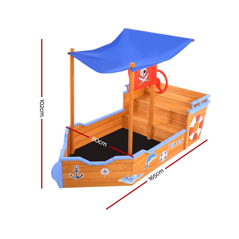 Keezi Boat Sand Pit With Canopy-1