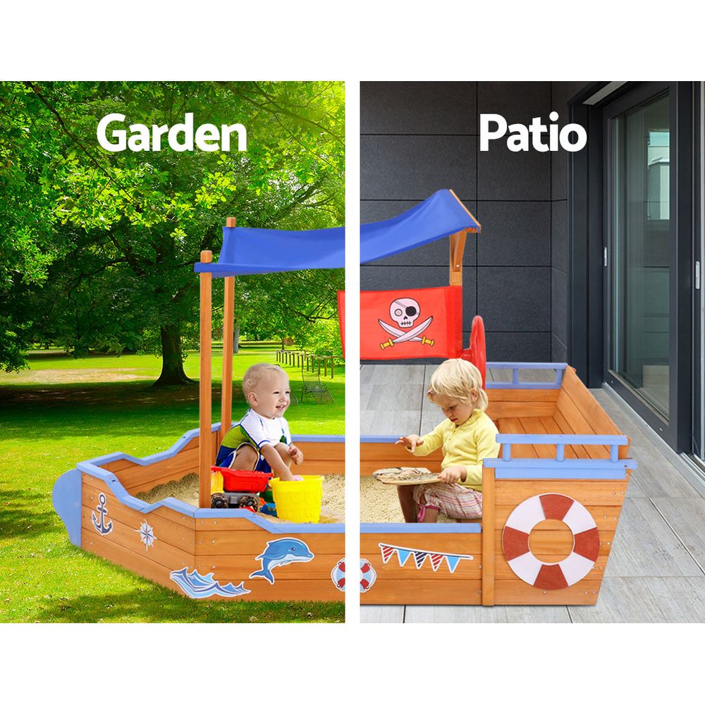 Keezi Boat Sand Pit With Canopy-3