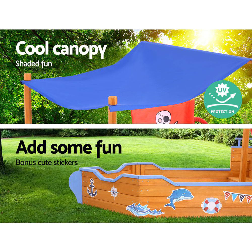 Keezi Boat Sand Pit With Canopy-4