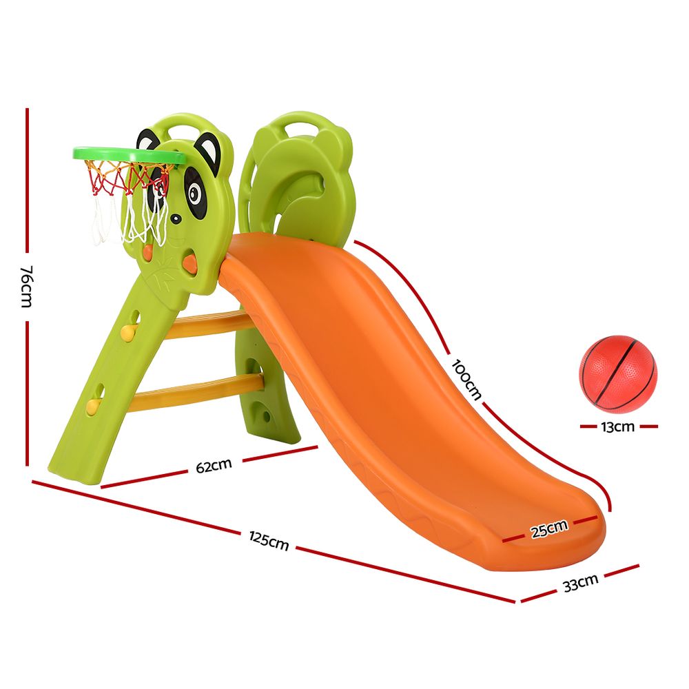 Keezi Kids Slide Basketball Hoop Activity Center Outdoor Toddler Play Set Orange-1