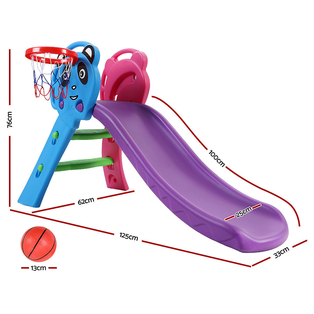 Keezi Kids Slide with Basketball Hoop Outdoor Indoor Playground Toddler Play-1