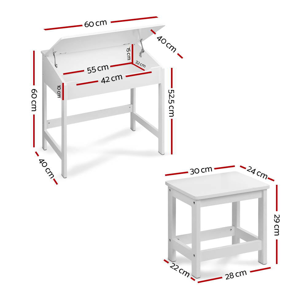 Keezi Kids Table Chairs Set Children Drawing Writing Desk Storage Toys Play-1