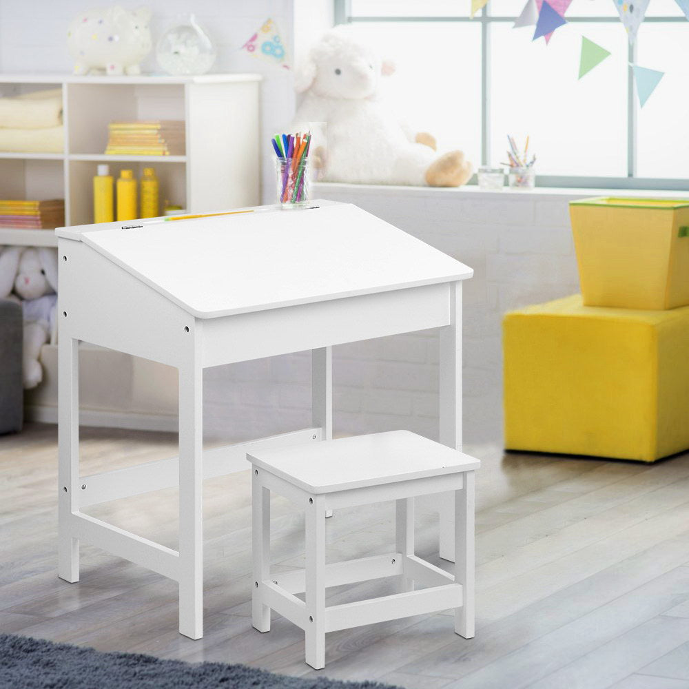 Keezi Kids Table Chairs Set Children Drawing Writing Desk Storage Toys Play-5