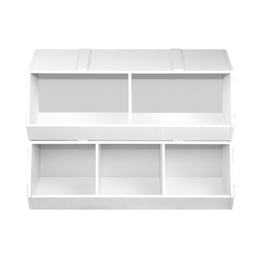 Keezi Kids Toy Box Stackable Bookshelf Storage Organiser Bookcase Shelf-2