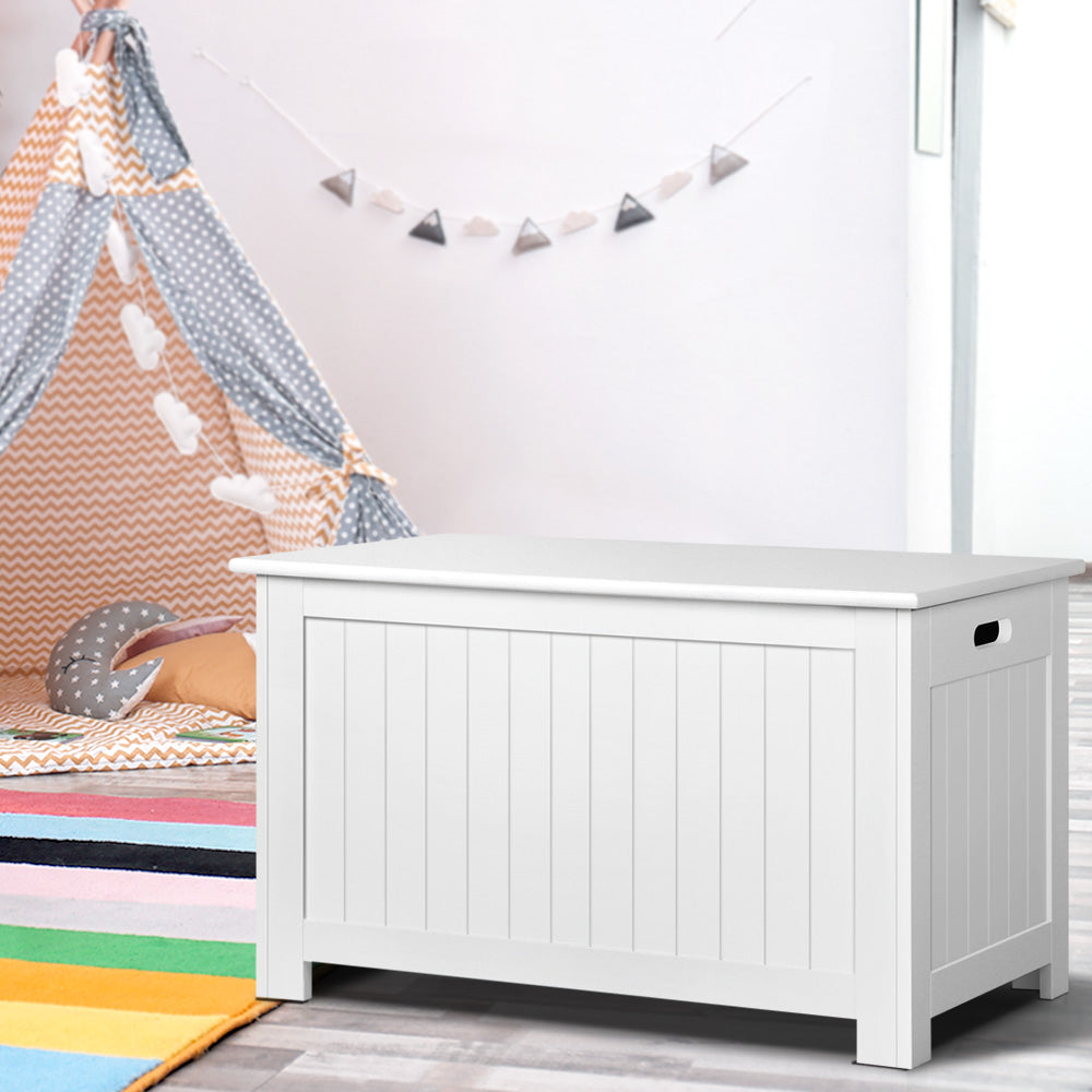 Keezi Kids Wooden Toy Chest Storage Blanket Box White Children Room Organiser-7