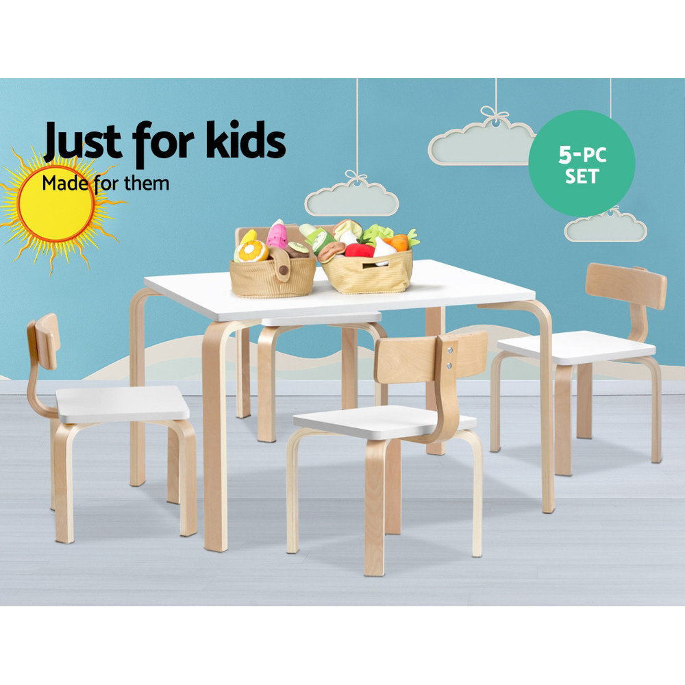 Keezi Nordic Kids Table Chair Set Desk 5PC Activity Dining Study Children Modern-4