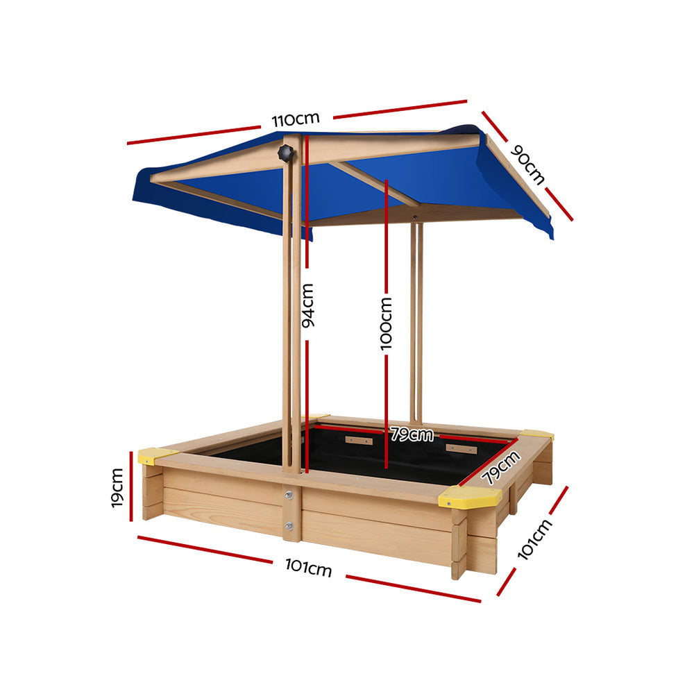 Keezi Wooden Outdoor Sand Box Set Sand Pit- Natural Wood-1