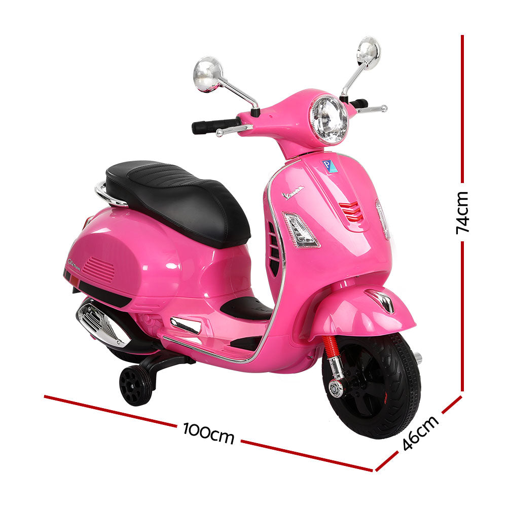 Kids Ride On Car Motorcycle Motorbike VESPA Licensed Scooter Electric Toys Pink-1