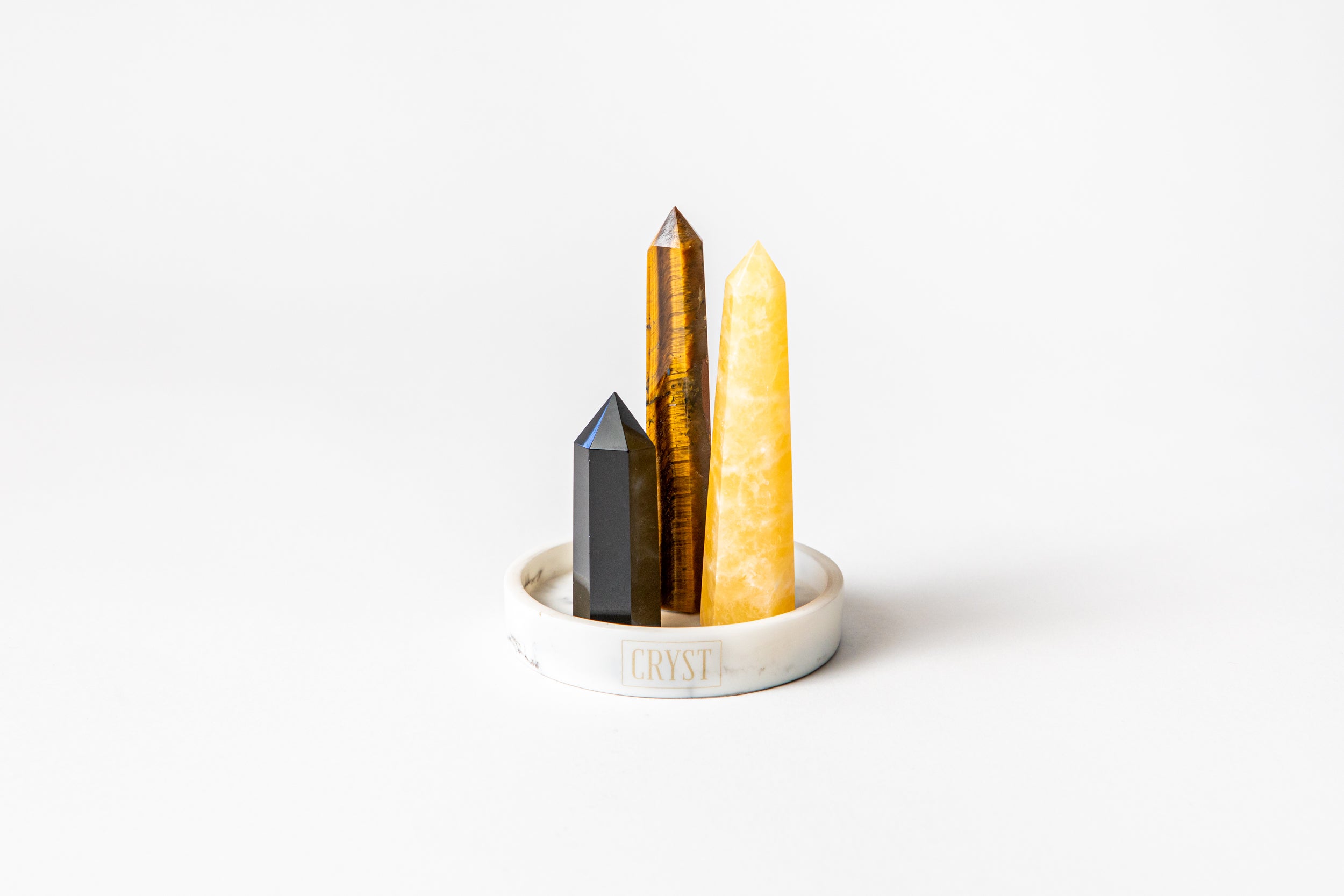 Leo Crystal Trio - Tiger's Eye, Orange Calcite + Onyx-2