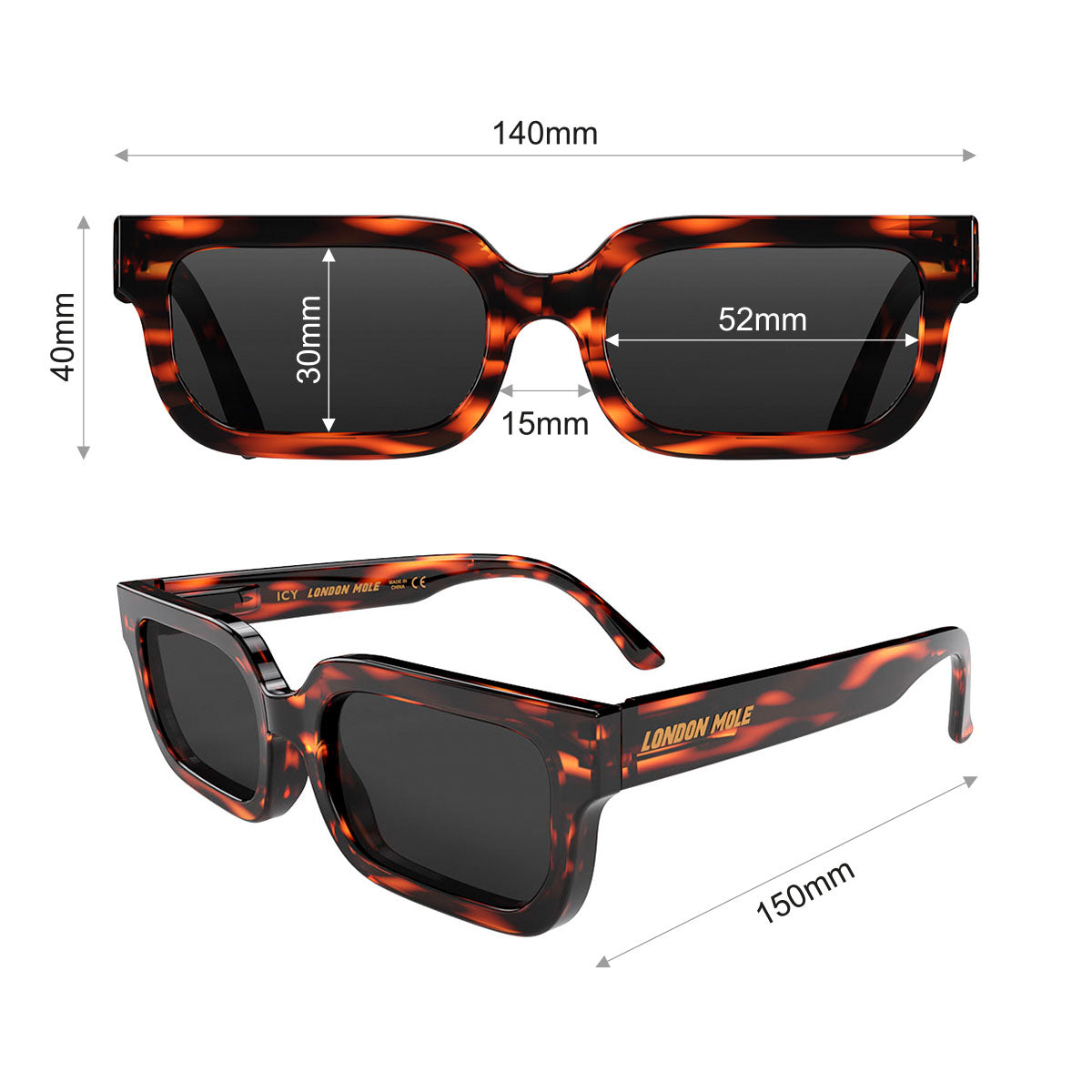 London Mole Icy Sunglasses Gloss Tortoise Shell / Black-4