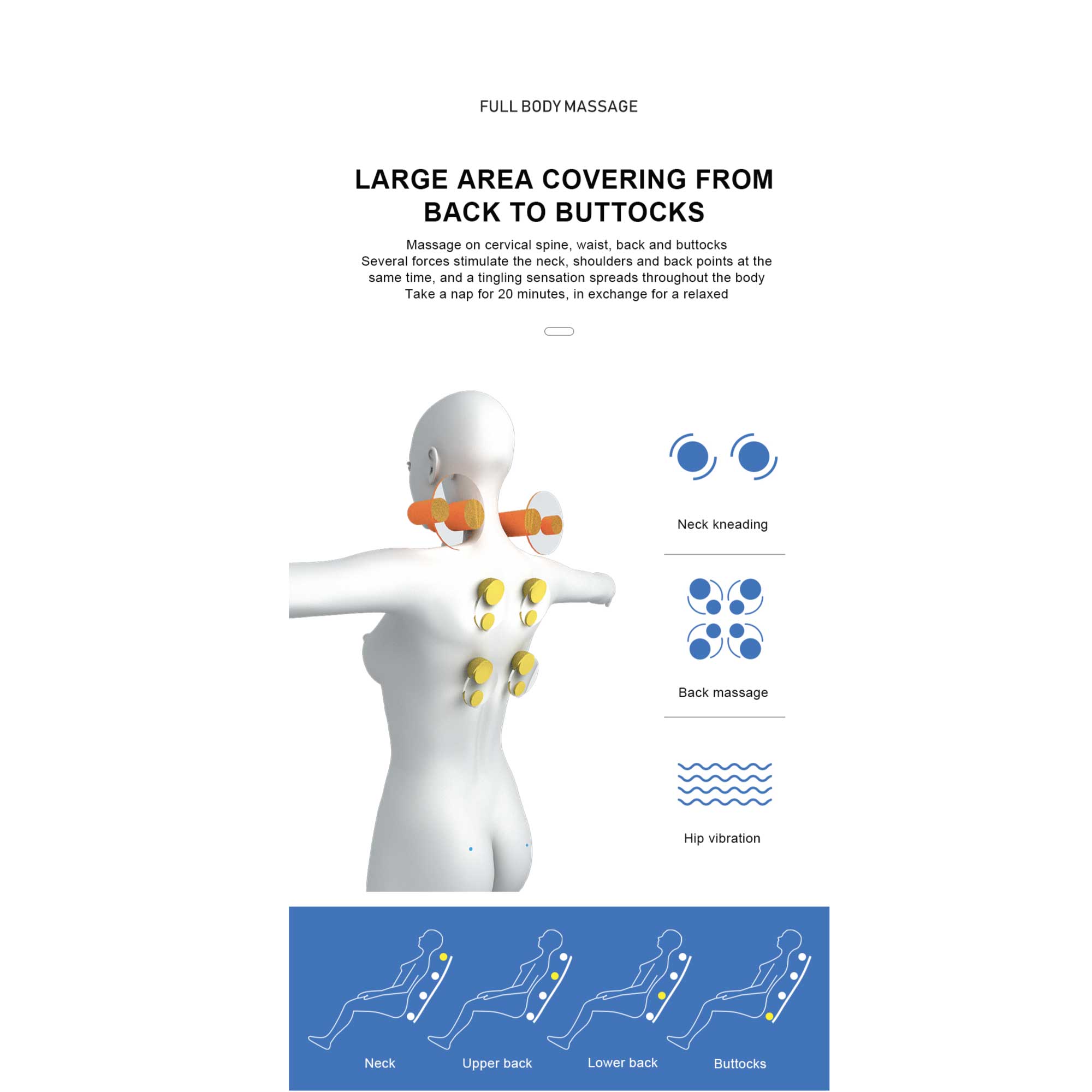 Massager Cushion - Chair Seat Kneading Shiatsu Heat Massage Portable Car-8