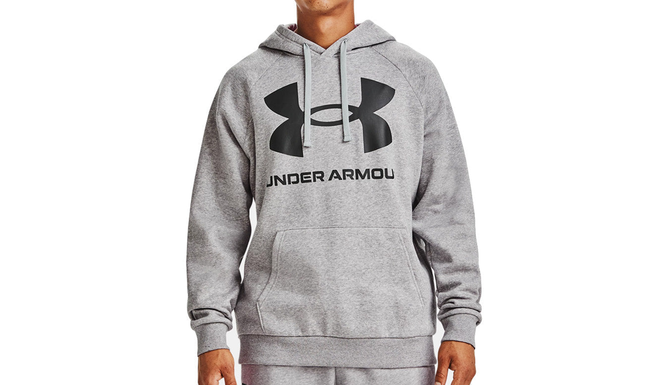 Mens Under Armour Ua Rival Fleece Big Logo Hoodie Sweatshirt Mod Gray/Light Heather/Black-2