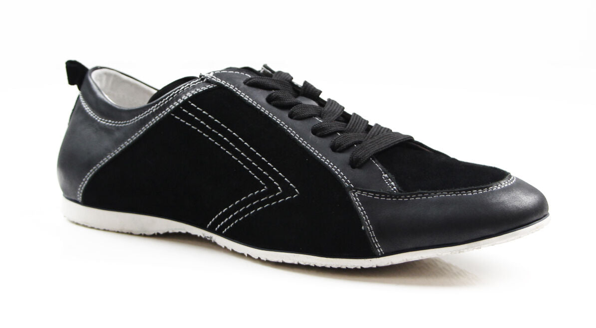 Mens Zasel Anton Black / Dark Grey Leather Suede Casual Sneakers Work Dress Casual Shoes-1