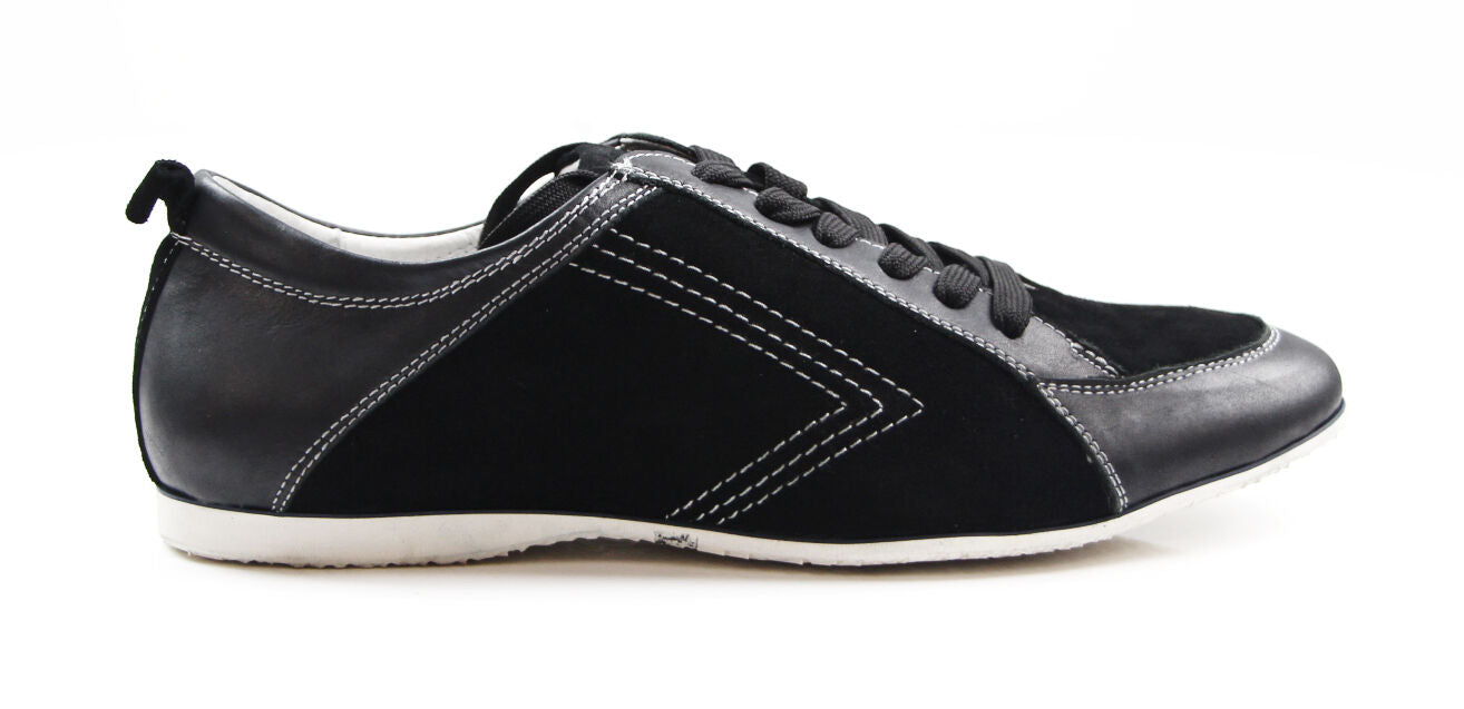 Mens Zasel Anton Black / Dark Grey Leather Suede Casual Sneakers Work Dress Casual Shoes-2