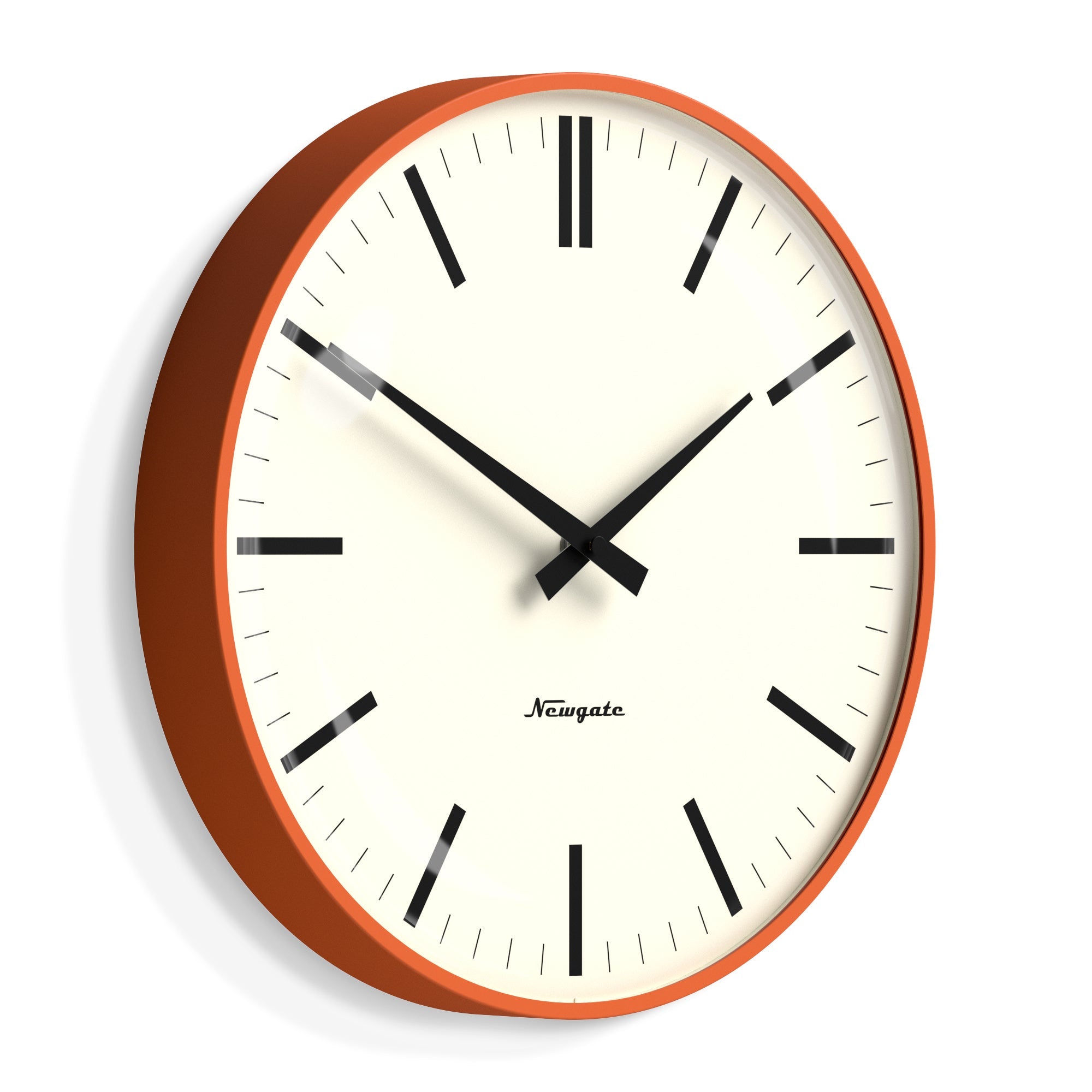 Newgate Radio City Wall Clock Bold Black Marker Dial.- Matte Pumpkin Orange-1