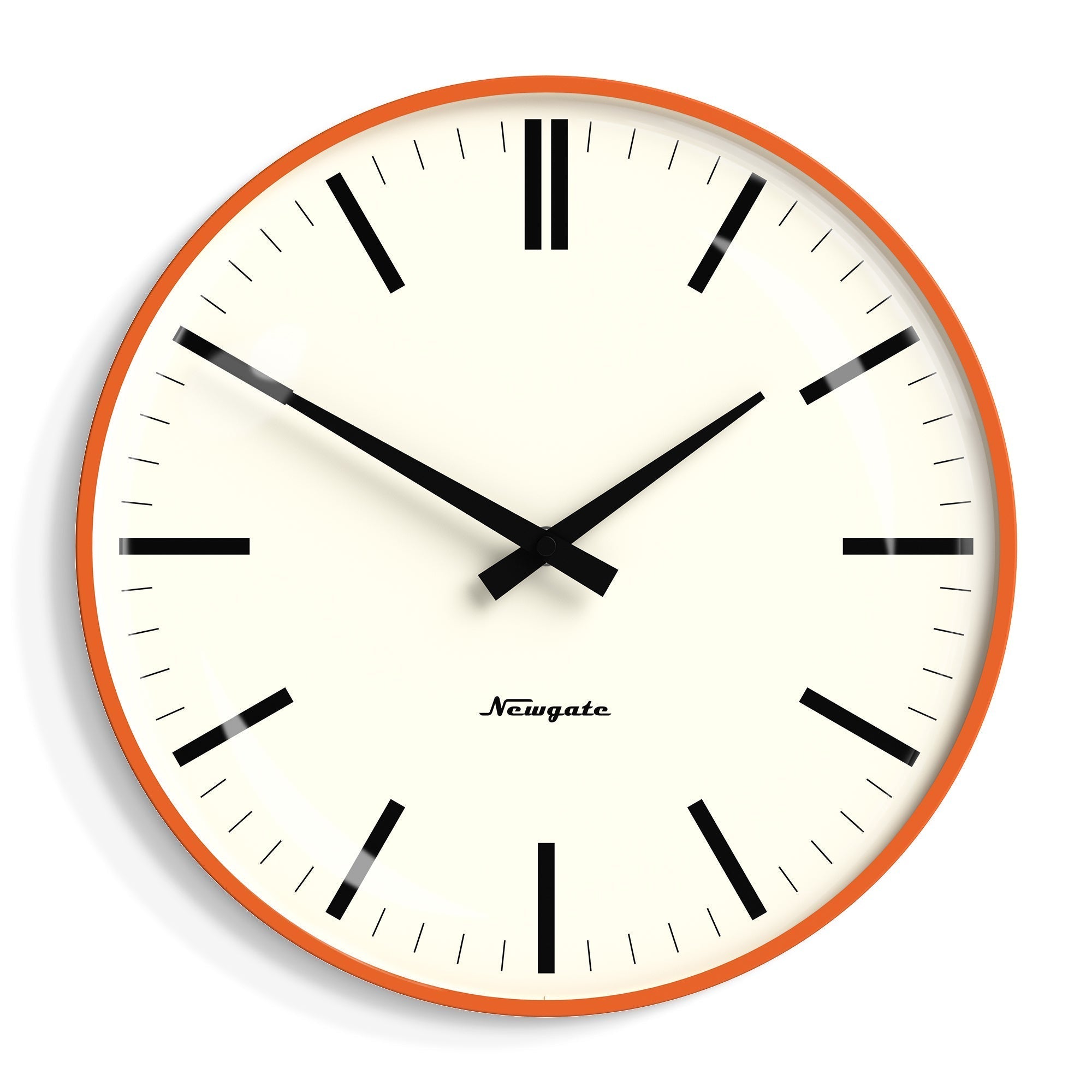 Newgate Radio City Wall Clock Bold Black Marker Dial.- Matte Pumpkin Orange-0