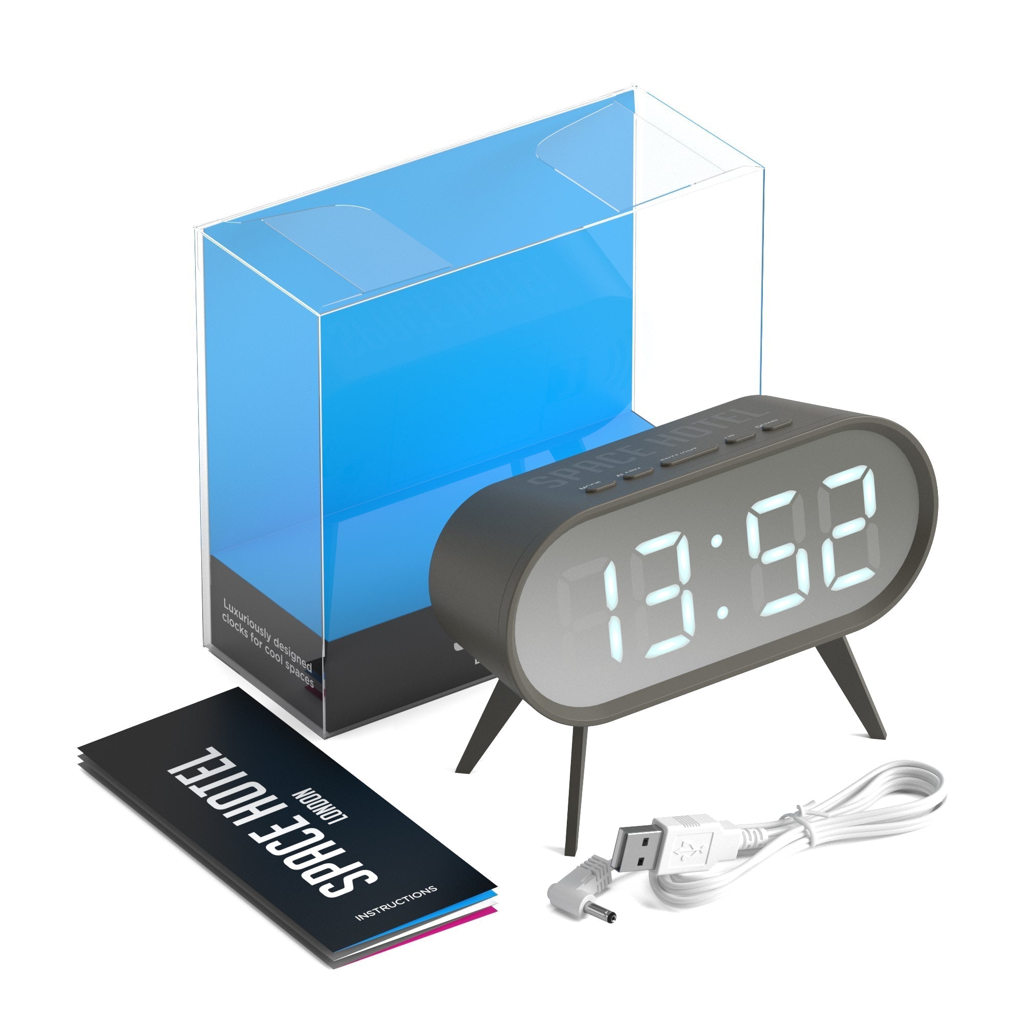 Newgate Space Hotel Cyborg Led Alarm Clock Grey-3