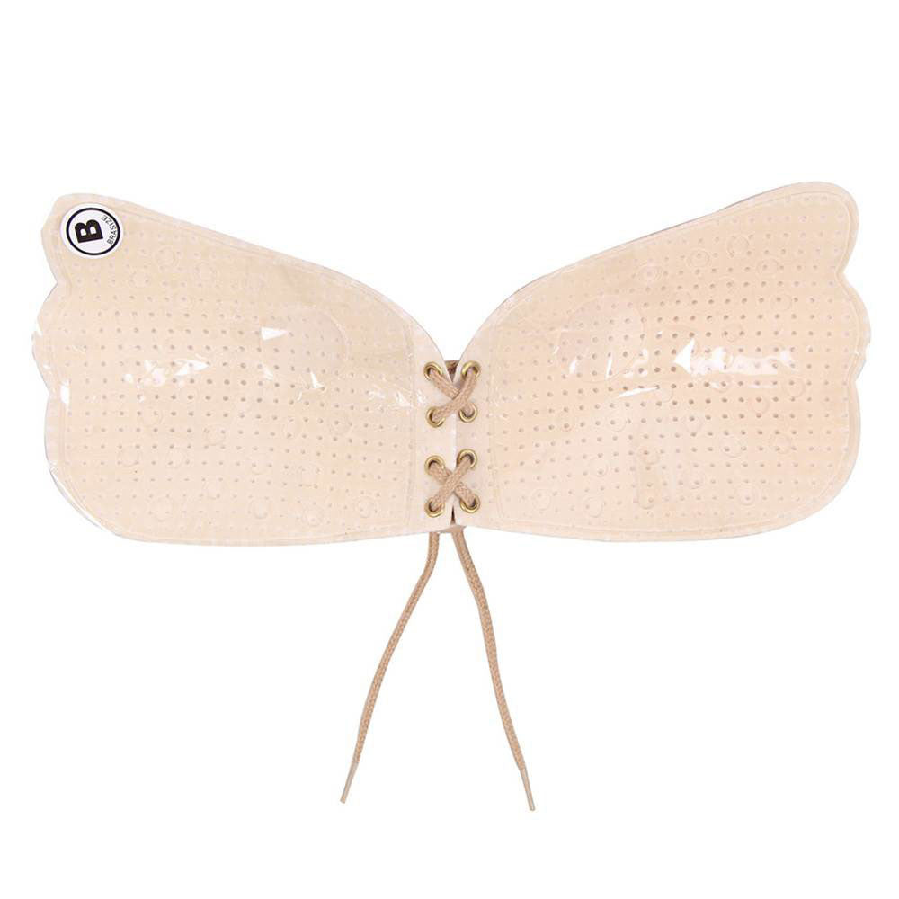 Nude Stick On Backless Strapless Bra Silicone Sticky Push Up Adjust Drawstring-3