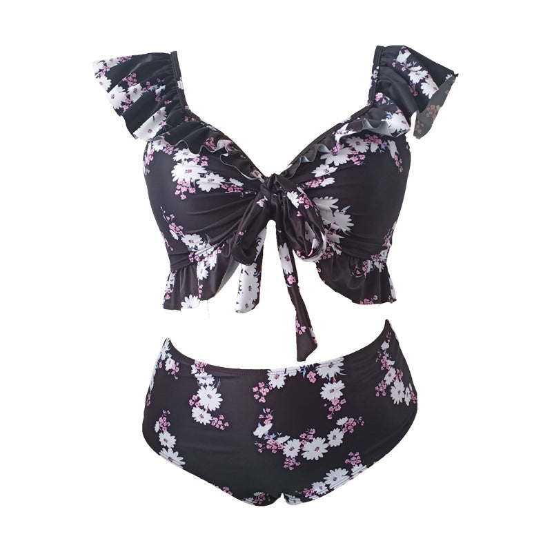 Women's Fashion Split Shoulder Print Swimsuit