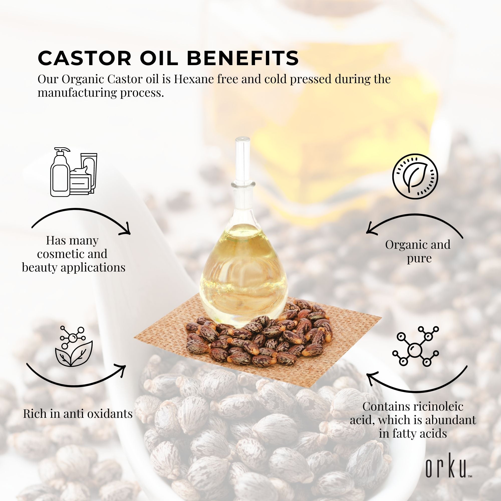 Organic Castor Oil - Hexane Free Cold Pressed Anti Oxidant Skin Hair Care-9