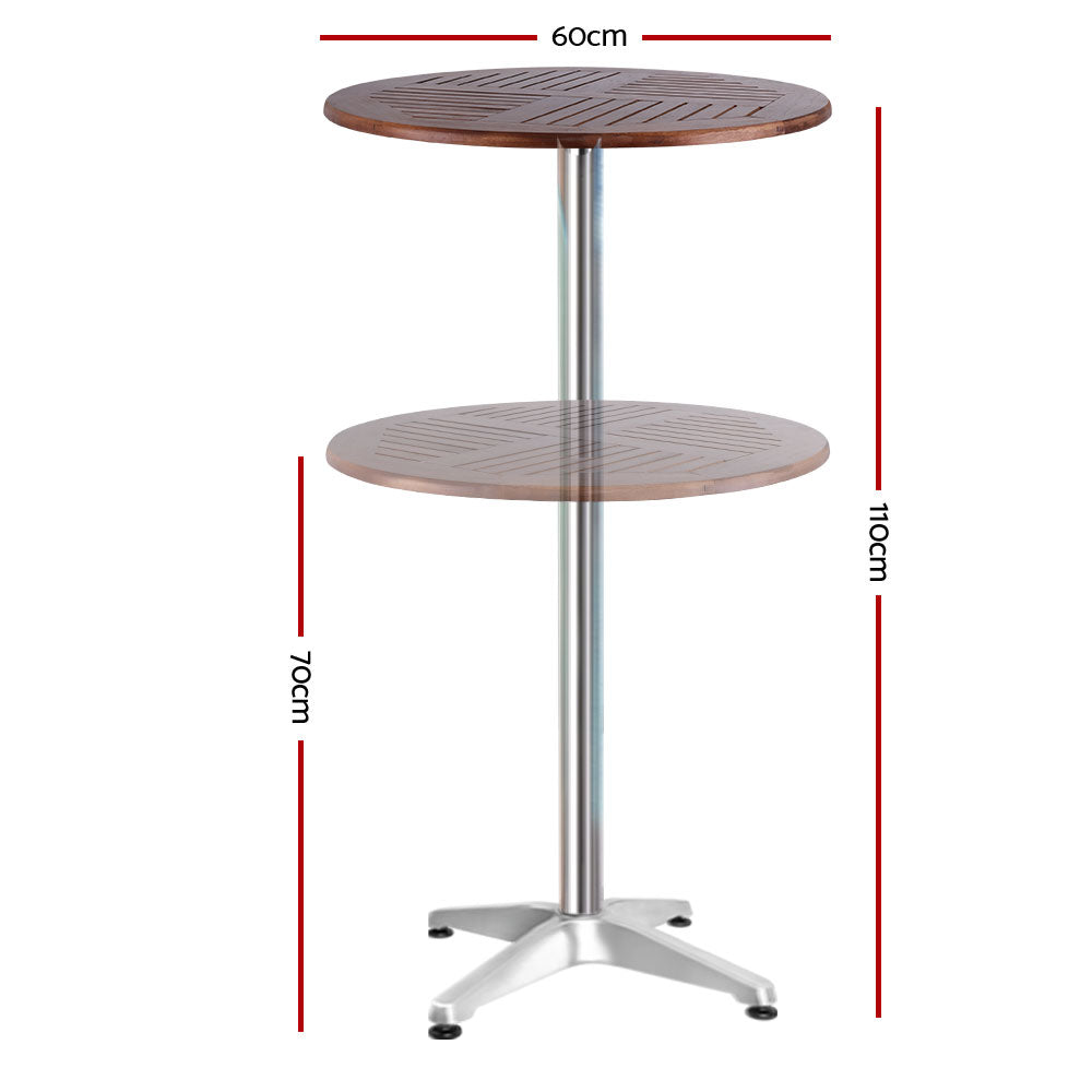 Outdoor Bar Table Furniture Wooden Cafe Table Aluminium Adjustable Round Gardeon-1