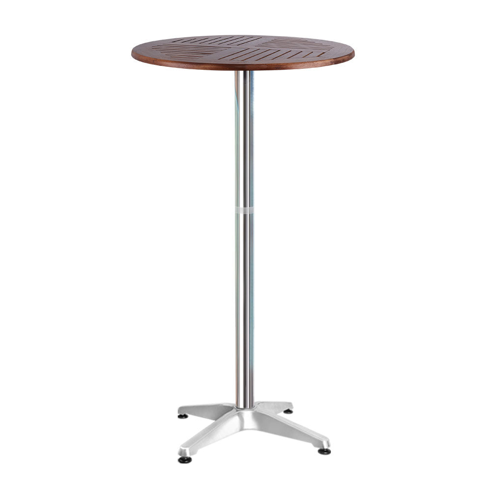 Outdoor Bar Table Furniture Wooden Cafe Table Aluminium Adjustable Round Gardeon-0