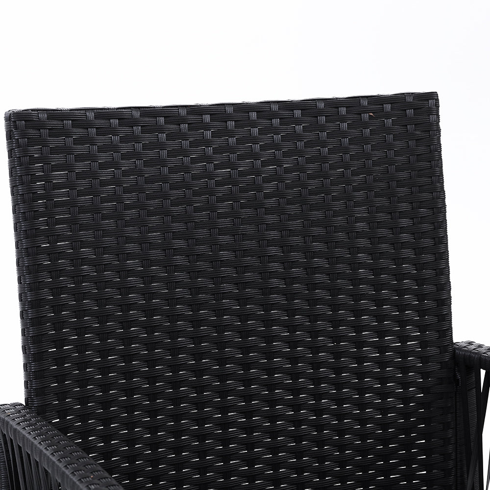 Outdoor Furniture Set of 2 Dining Chairs Wicker Garden Patio Cushion Black Gardeon-5