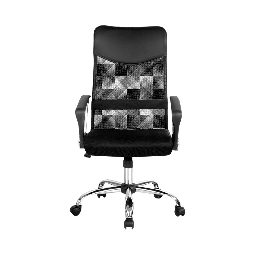 PU Leather Mesh High Back Office Chair - Black-2