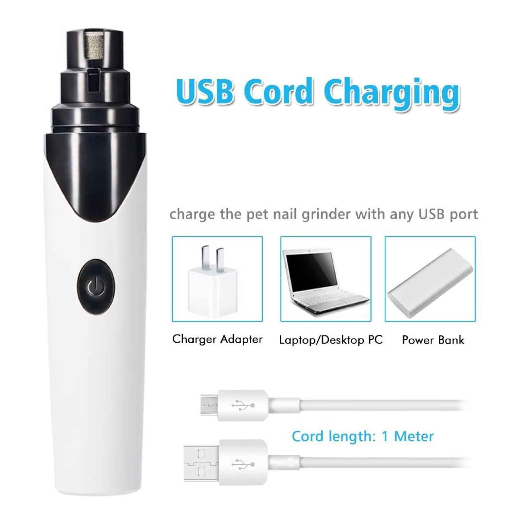 Pet Nail Grinder Dog Cat Electric Trimmer Rechargeable Clipper Claw Filer N8-3