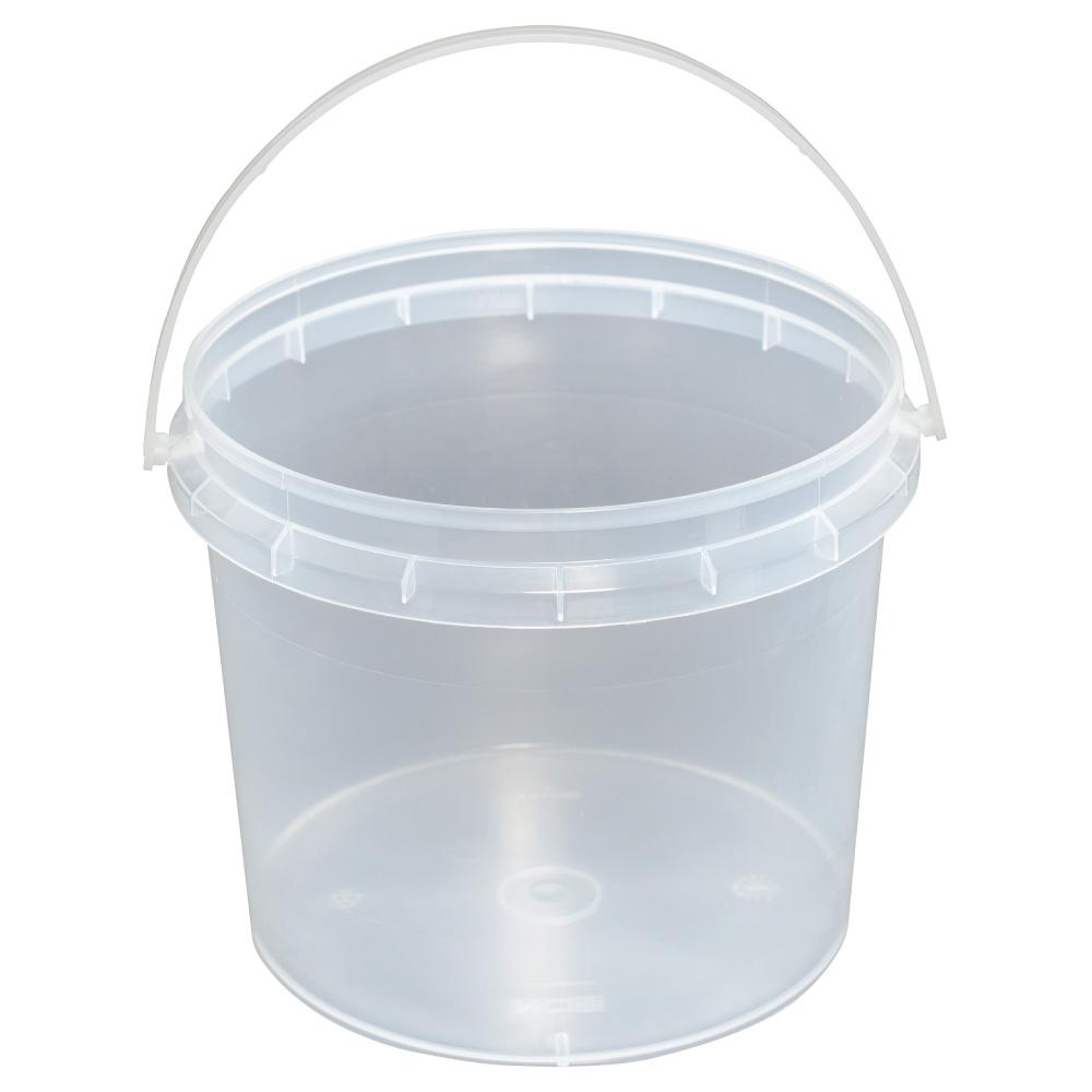 Plastic White Buckets Handle + Lids - 2L 5L 10L - Small and Large Food Pail-4