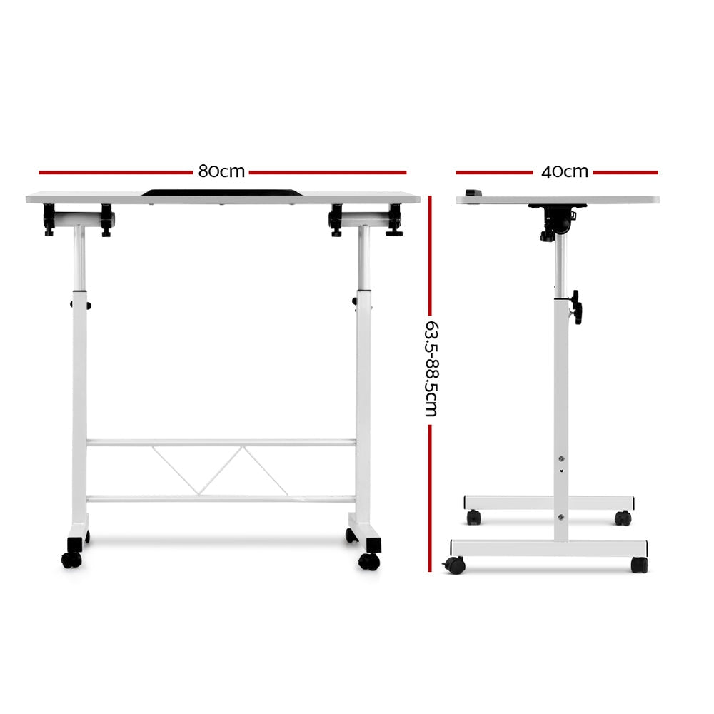 Portable Mobile Laptop Desk Notebook Computer Height Adjustable Table Sit Stand Study Office Work White-1