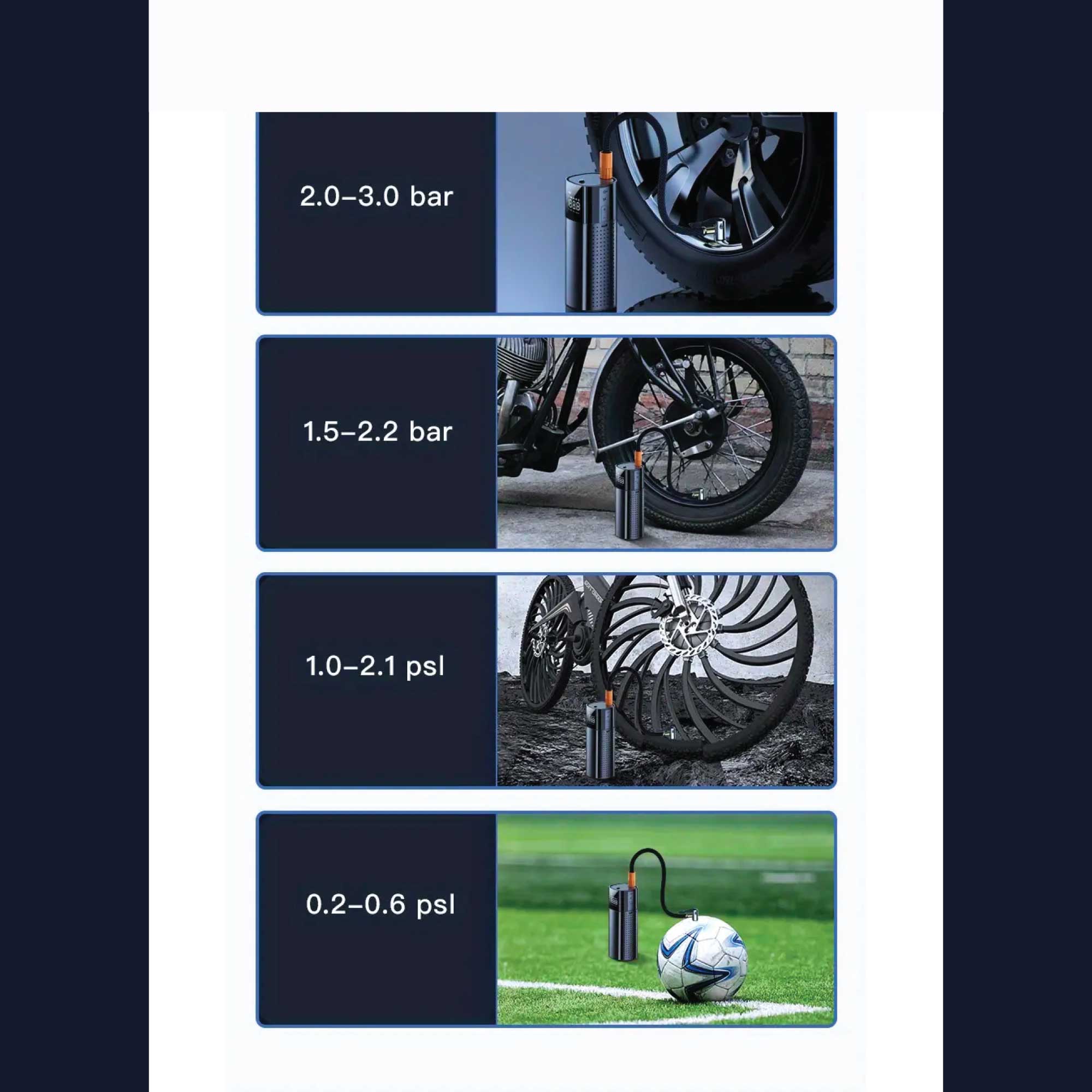 Portable Tyre Inflator - Rechargeable Car Bike Tire Air Pump Compressor-13