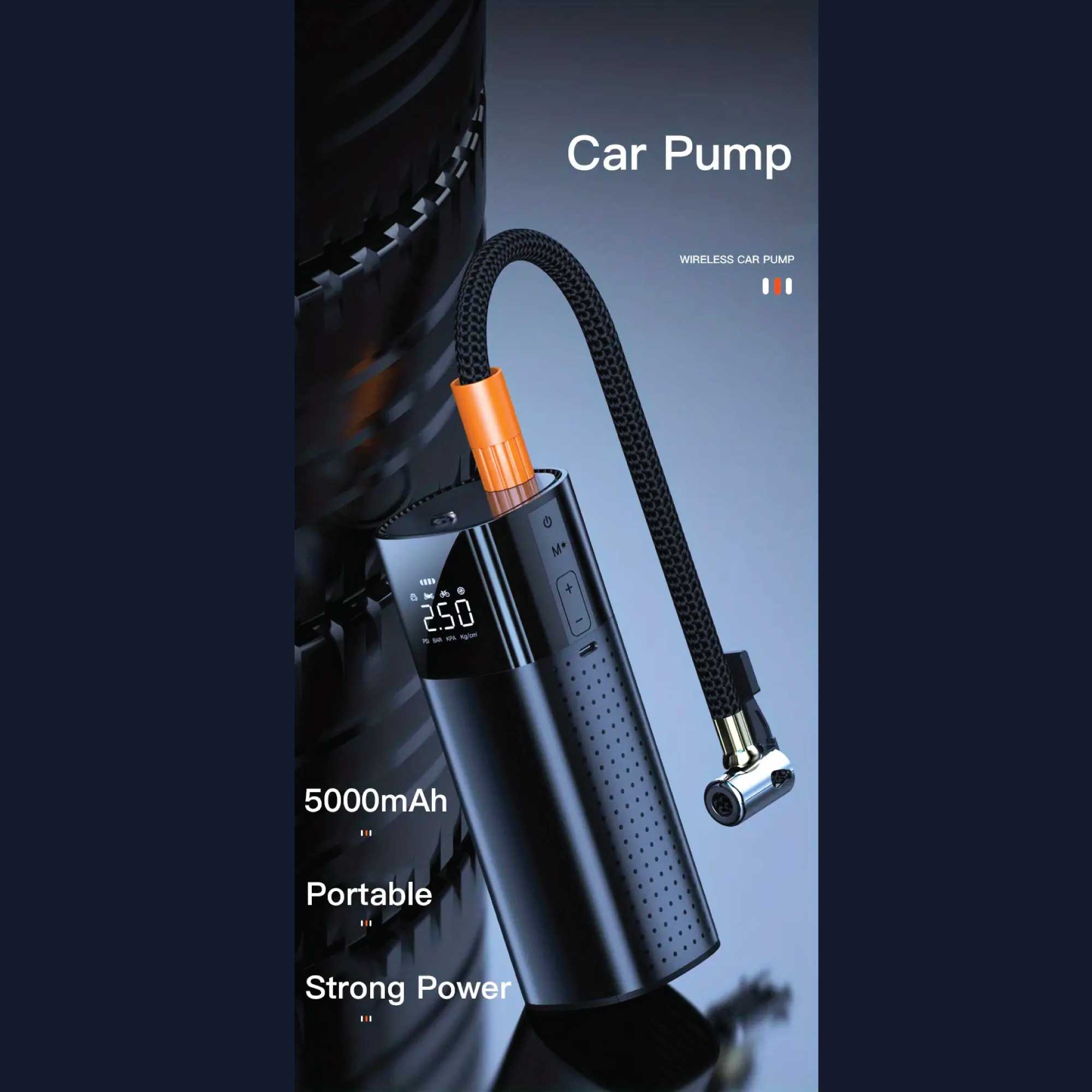 Portable Tyre Inflator - Rechargeable Car Bike Tire Air Pump Compressor-14