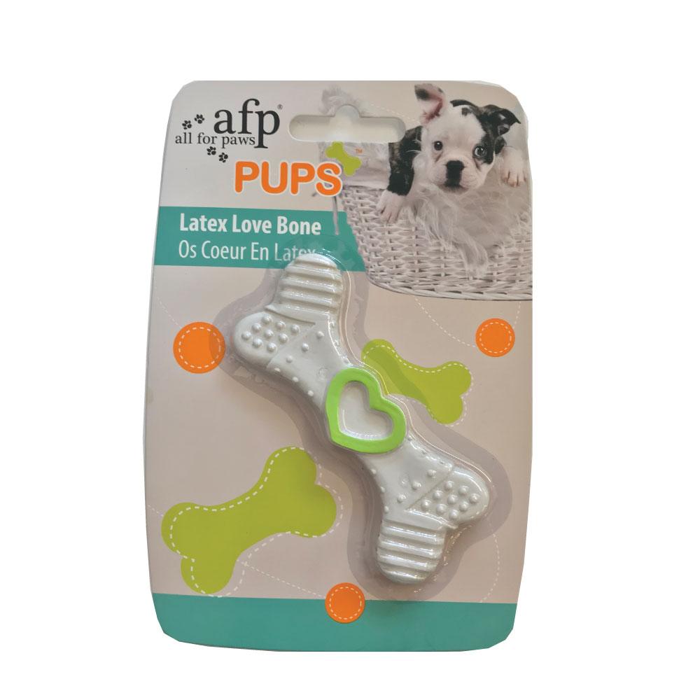 Puppy Chew Bone - Latex Teething Biting + Chewing Dog White Toy AFP-1