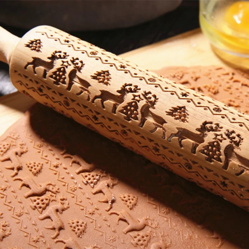 Wooden Embossing Rolling Pin