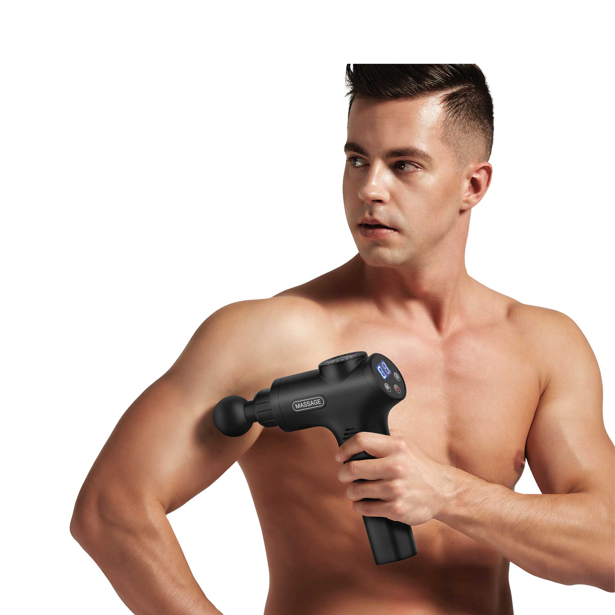 Rechargeable Percussion Massage Gun - Handheld Muscle Pistol - 6 Heads LCD-1