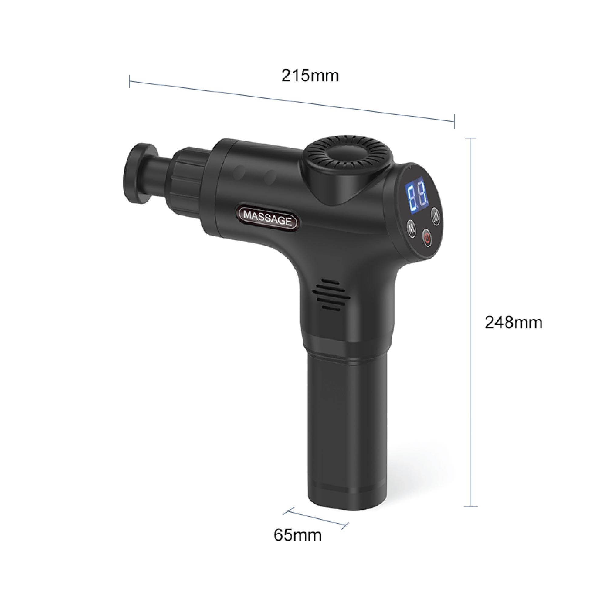 Rechargeable Percussion Massage Gun - Handheld Muscle Pistol - 6 Heads LCD-5