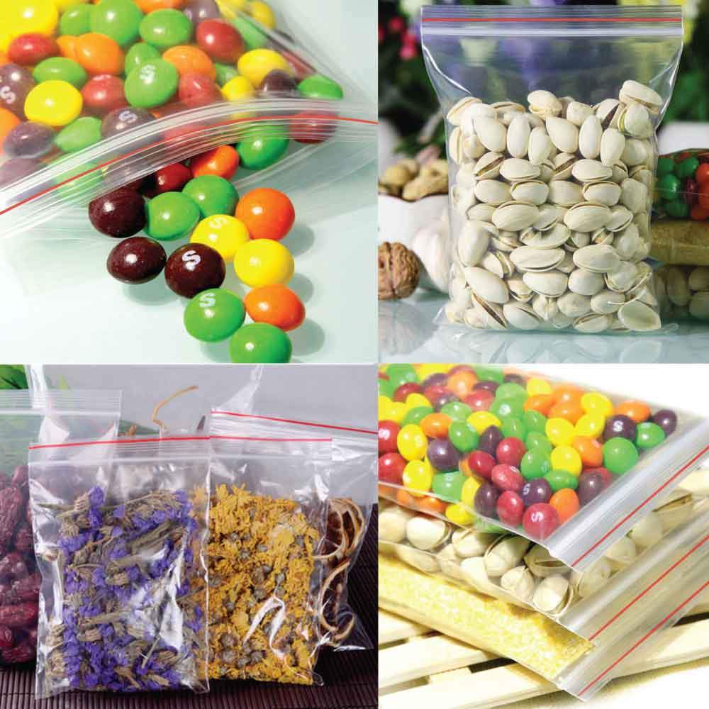 Resealable Food Grade Plastic Bags - Zip Close Clear Snap Clip Seal Bag-2