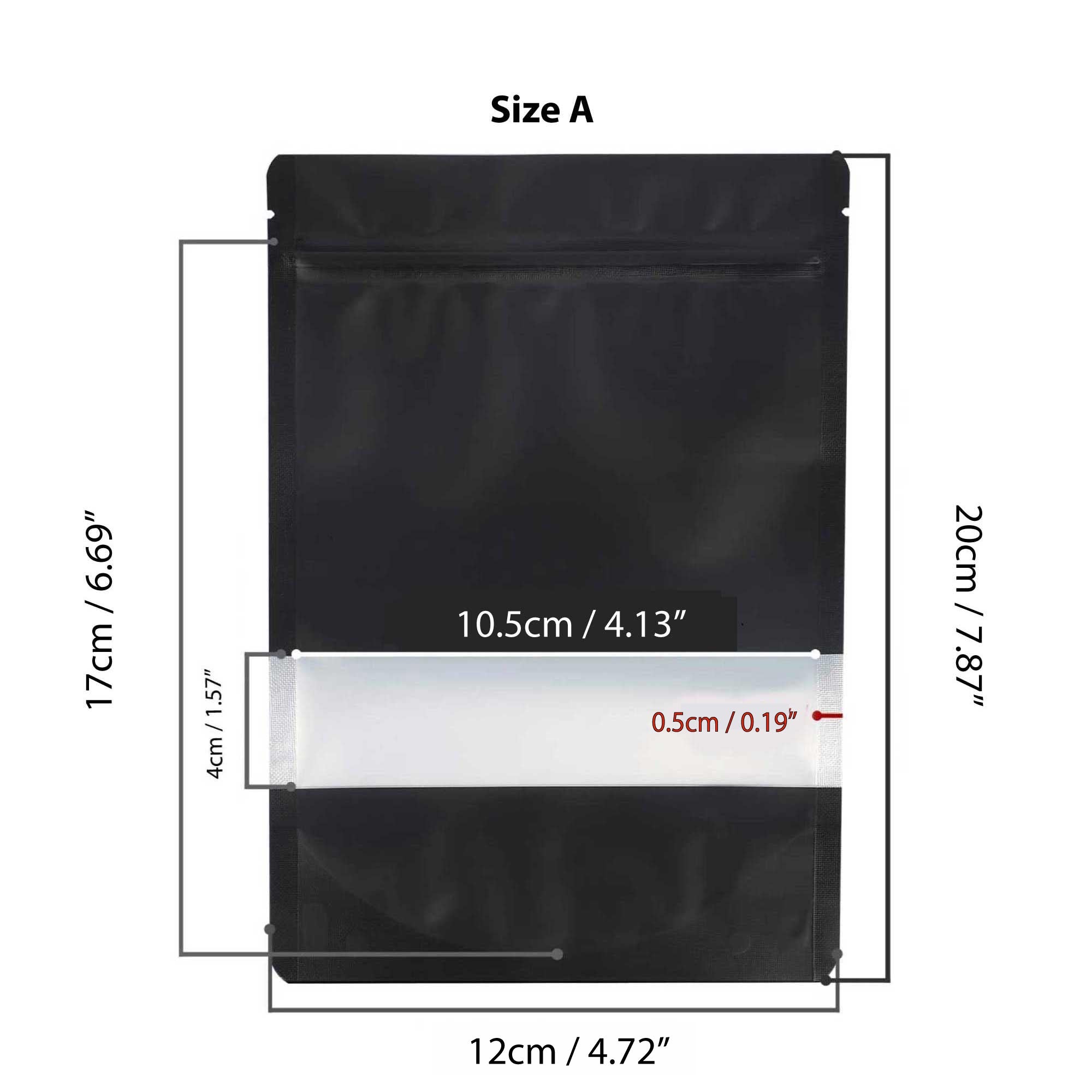 Resealable Mylar Stand Up Bags - Black Food Packaging Zip Pouch - All Sizes-1