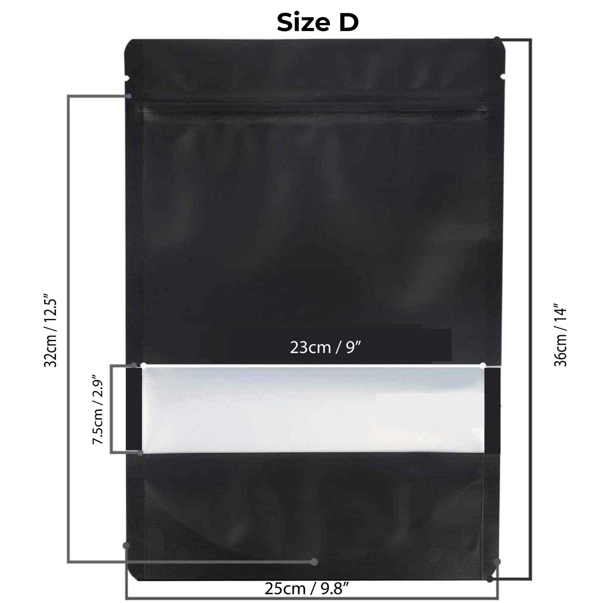 Resealable Mylar Stand Up Bags - Black Food Packaging Zip Pouch - All Sizes-4