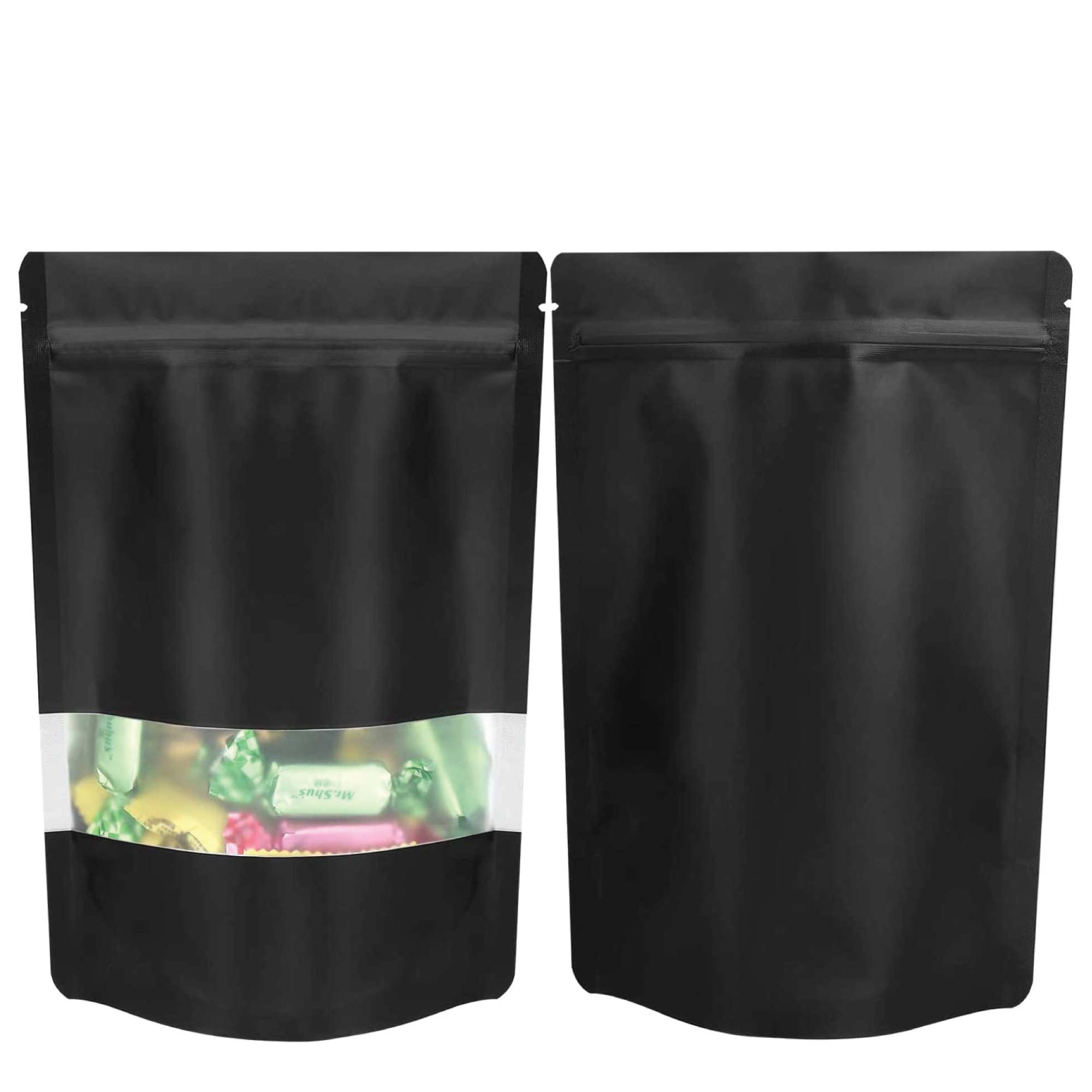 Resealable Mylar Stand Up Bags - Black Food Packaging Zip Pouch - All Sizes-0