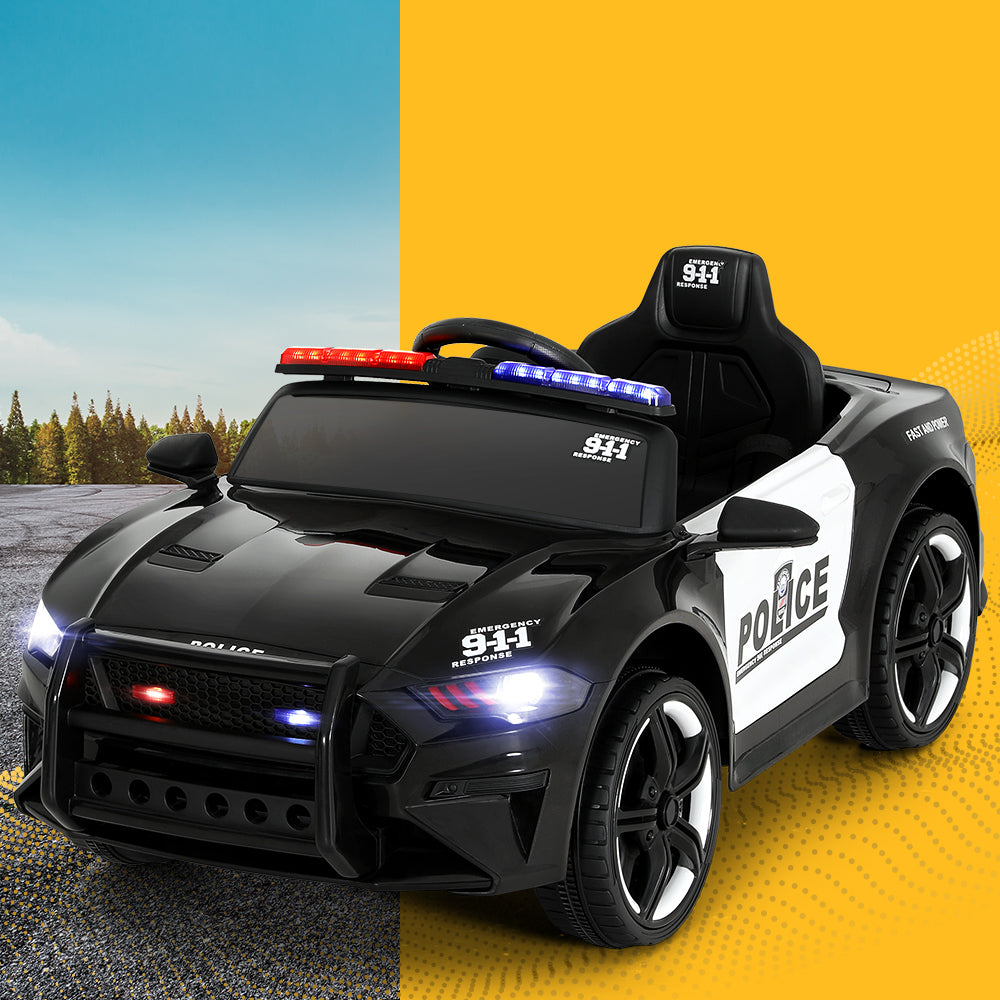 Rigo Kids Ride On Car Electric Patrol Police Cars Battery Powered Toys 12V Black-4