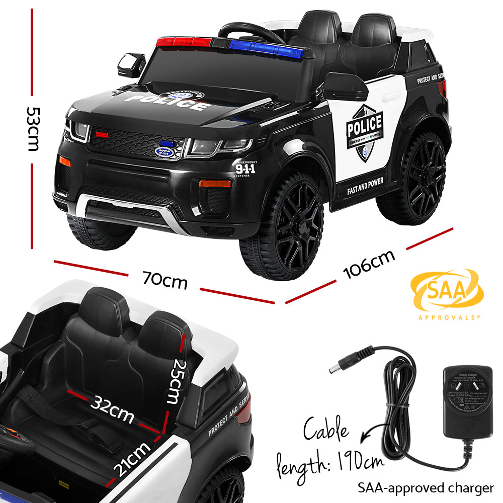 Rigo Kids Ride On Car Electric Patrol Police Toy Cars Remote Control 12V Black-1